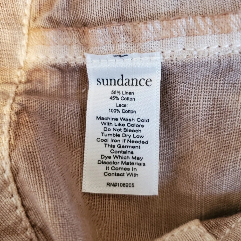 $FINAL$ NWOT Sundance Organia Cotton Linen Blend Convertable Pants Lace Trim - Picture 10 of 10